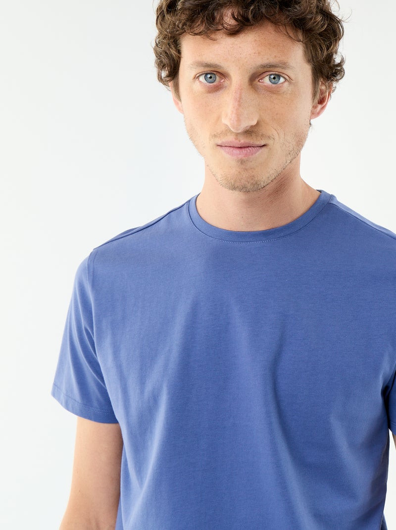 Katoenen T-shirt met ronde hals Blauw - Kiabi