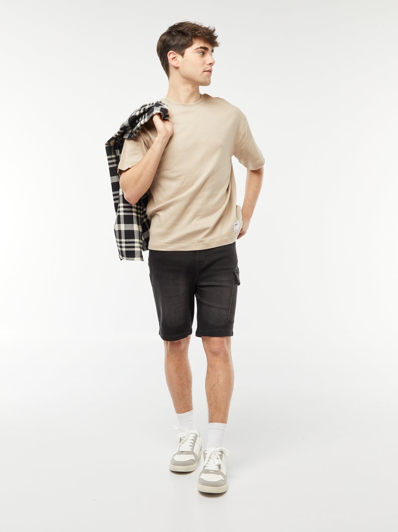 Katoenen T-shirt met ronde hals BRUIN - Kiabi