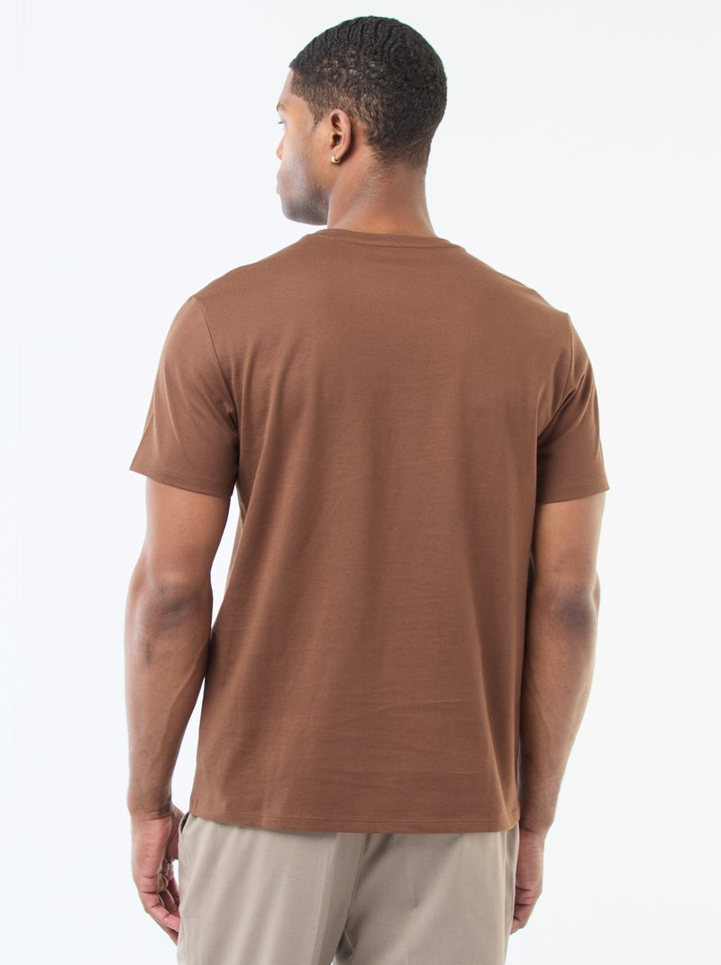 Katoenen T-shirt met ronde hals Bruin - Kiabi