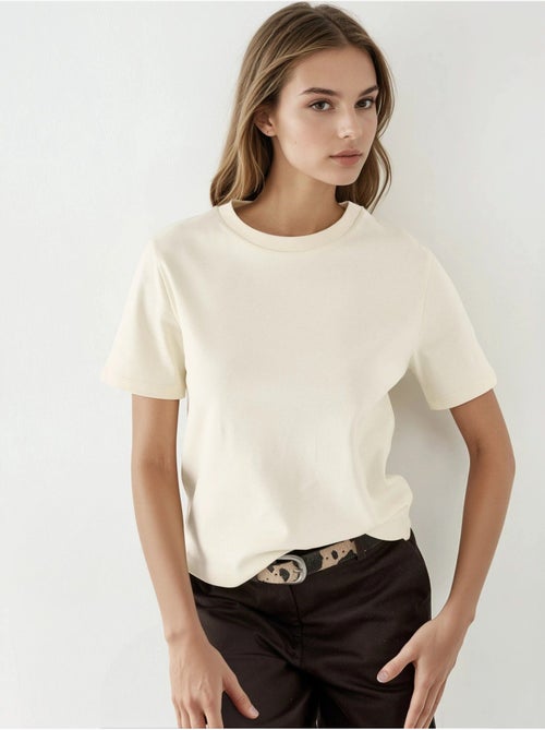 Katoenen t-shirt met ronde hals busem - Kiabi