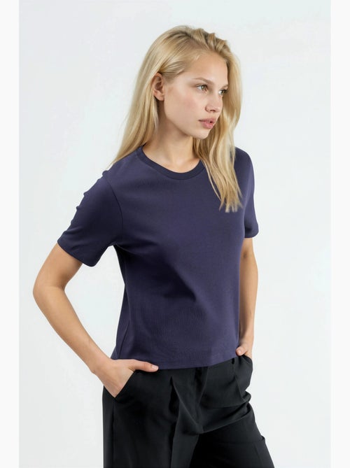 Katoenen t-shirt met ronde hals busem - Kiabi