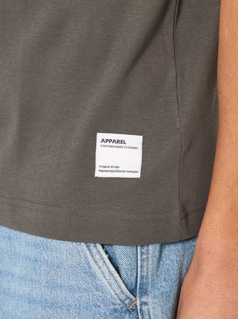 Katoenen T-shirt met ronde hals Grijs - Kiabi