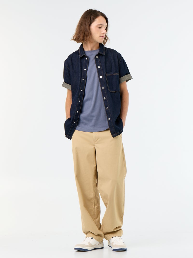 Katoenen T-shirt met ronde hals Grijs - Kiabi