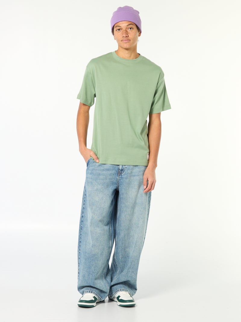 Katoenen T-shirt met ronde hals Groen - Kiabi