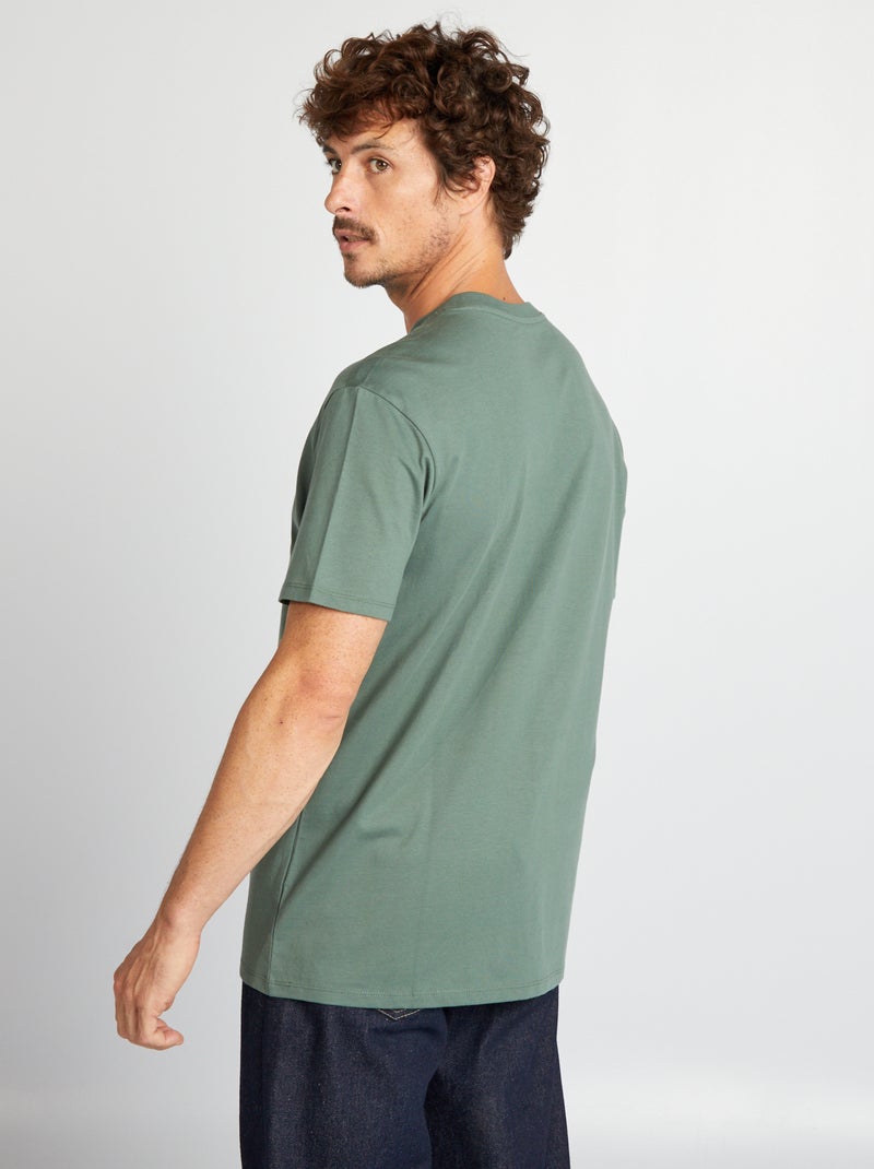 Katoenen T-shirt met ronde hals GROEN - Kiabi