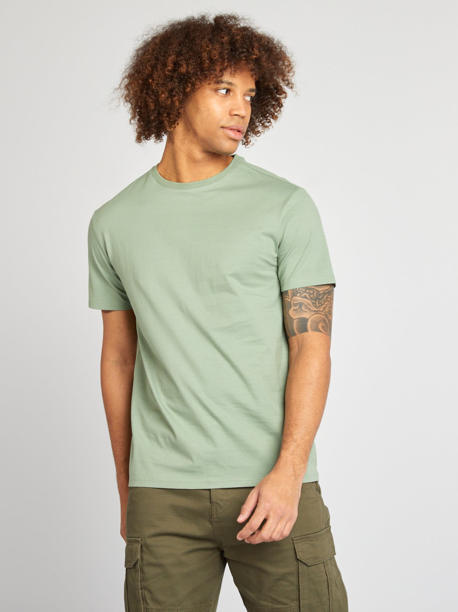 Katoenen T-shirt met korte mouw - BLAUW - - 12.00