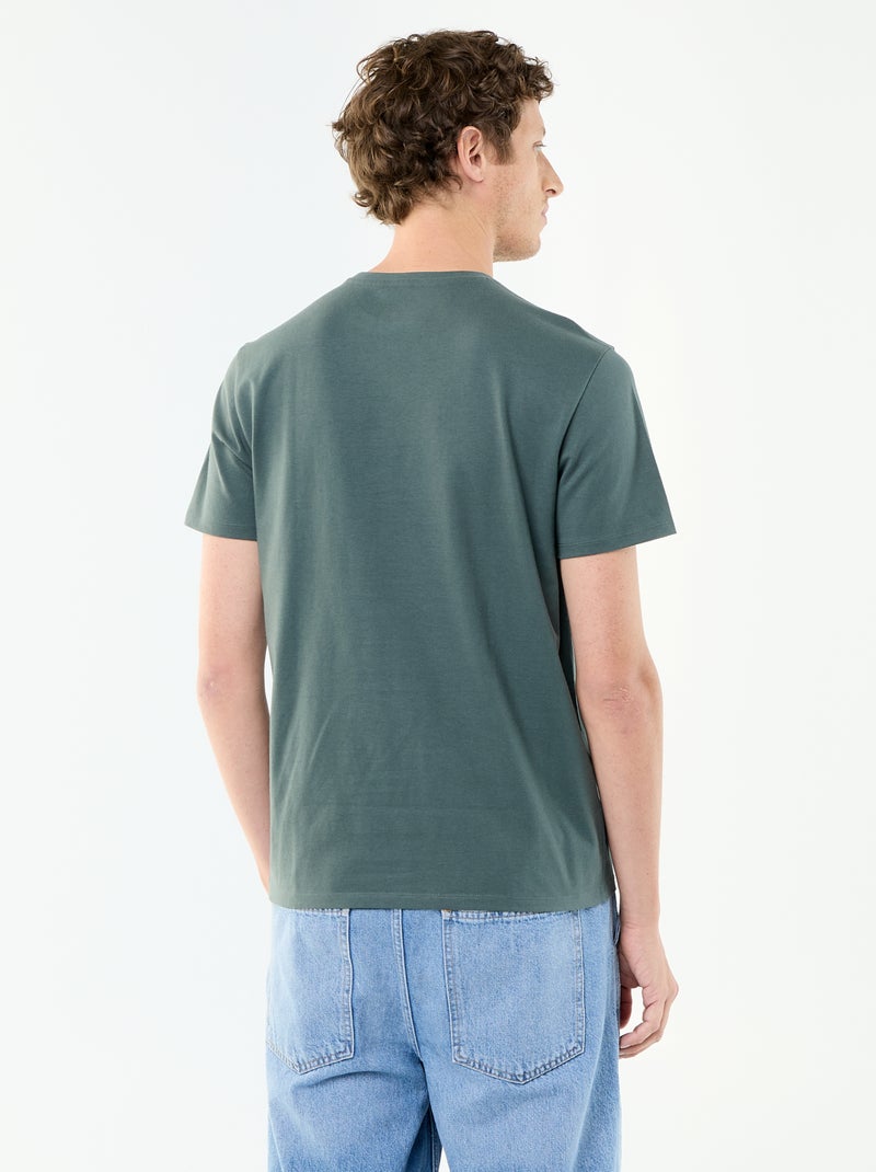 Katoenen T-shirt met ronde hals Groen - Kiabi