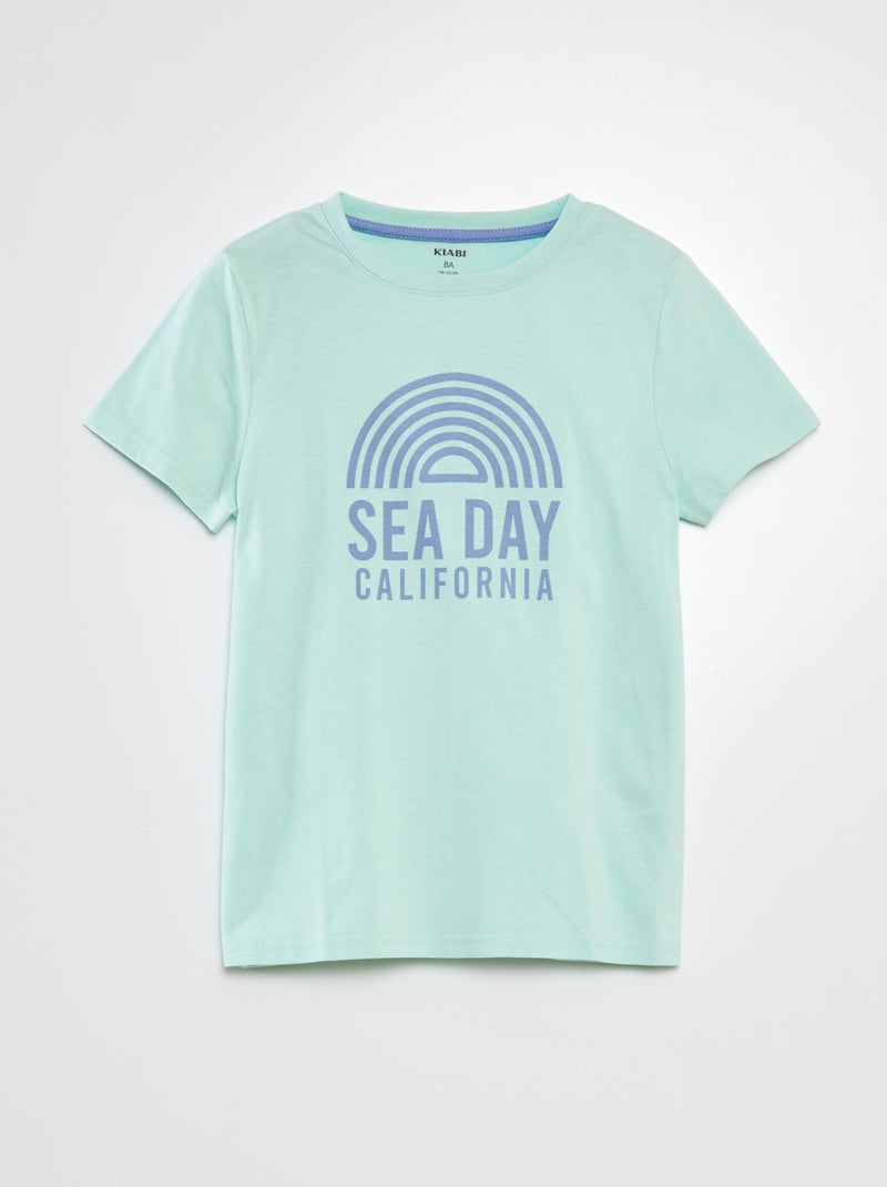 Katoenen T-shirt met ronde hals GROEN - Kiabi