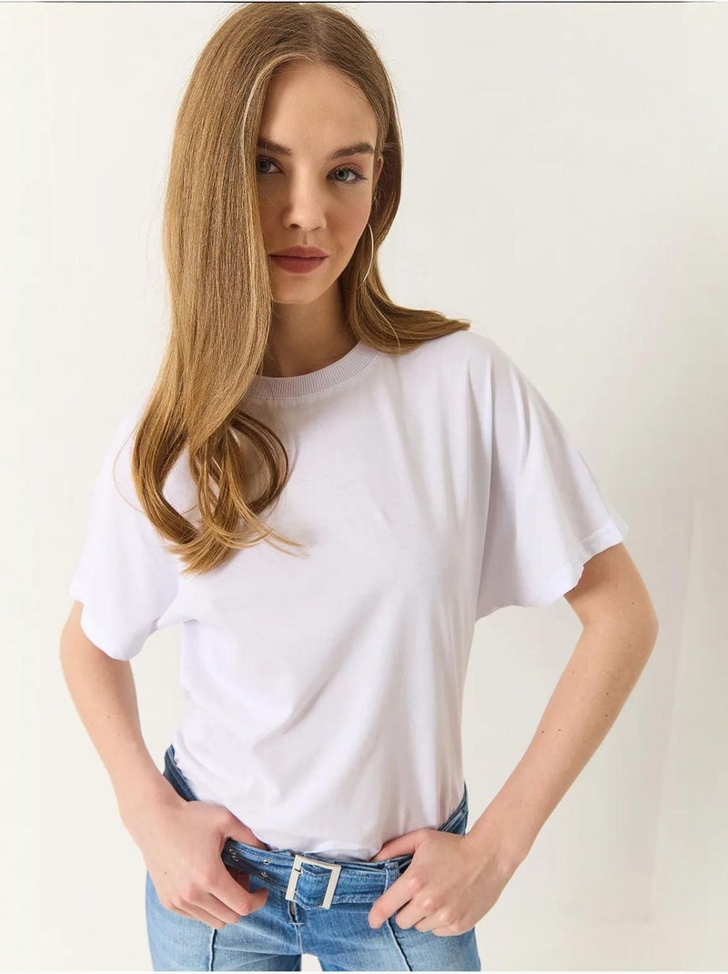 Katoenen t-shirt met ronde hals lucci Wit - Kiabi