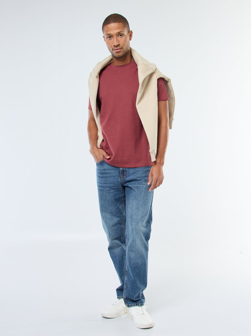 Katoenen T-shirt met ronde hals Rood - Kiabi