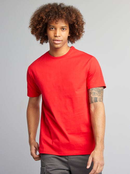 Katoenen T-shirt met ronde hals - Kiabi