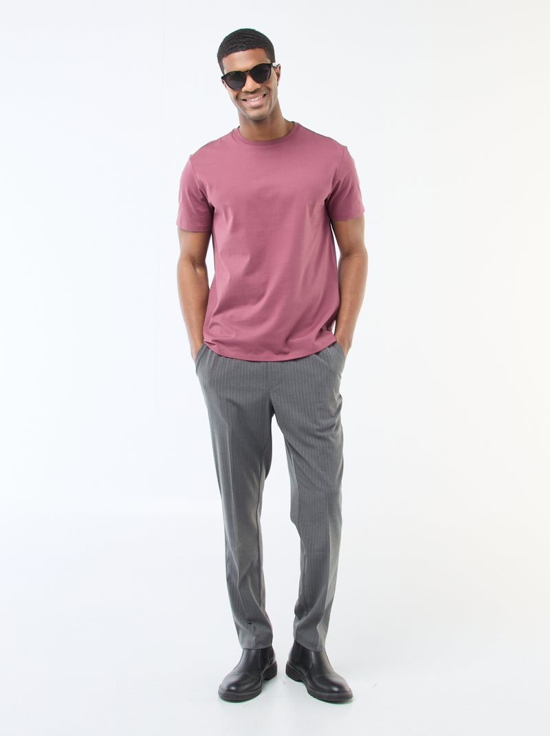 Katoenen T-shirt met ronde hals Rose - Kiabi
