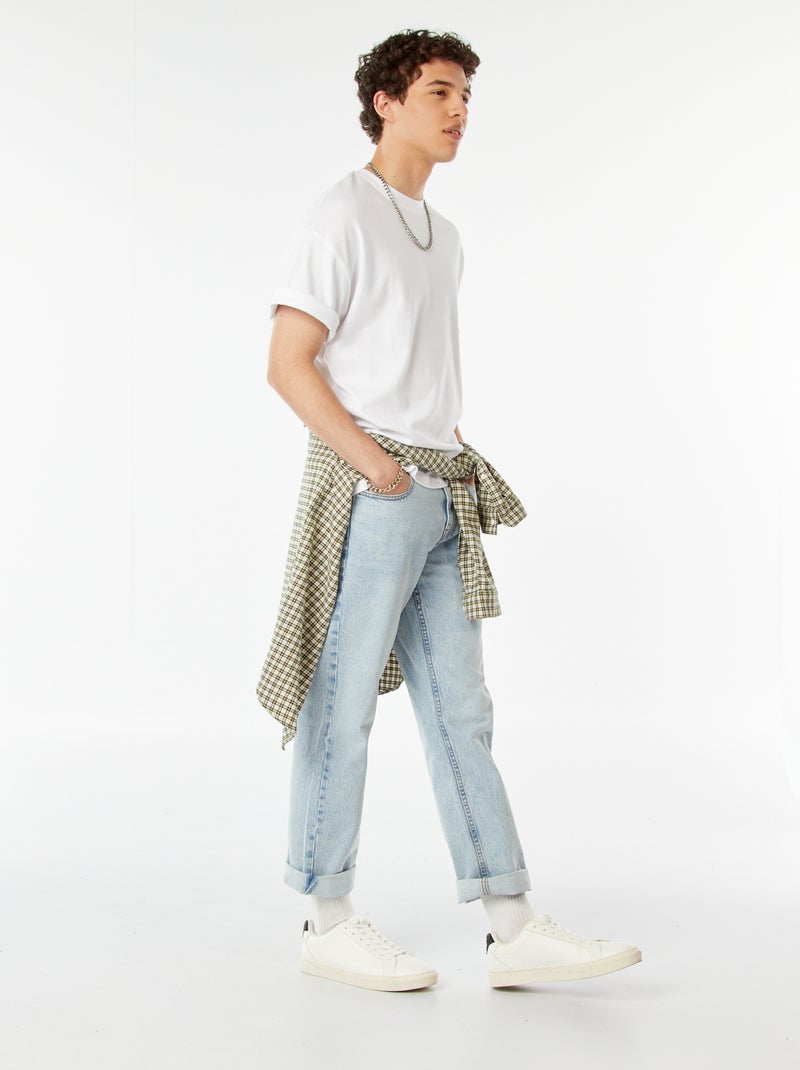 Katoenen T-shirt met ronde hals wit - Kiabi