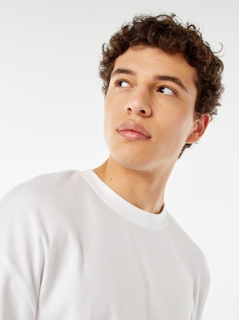 Katoenen T-shirt met ronde hals wit - Kiabi