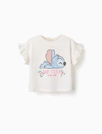 Katoenen t-shirt met stitch print en ruches