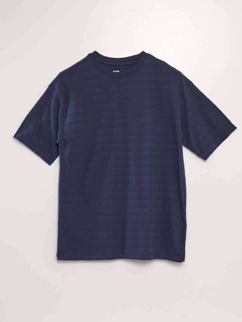 Katoenen T-shirt met textuur ZWART - Kiabi