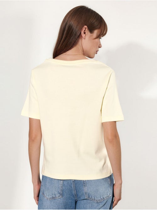 Katoenen t-shirt met v-hals, reguliere pasvorm en effen kleur busem - Kiabi