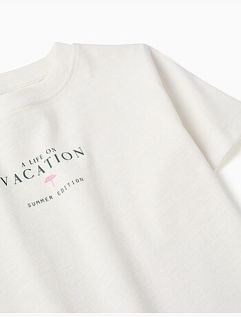 Katoenen T-shirt met vakantie print