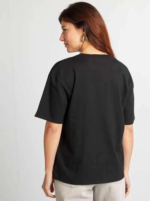 Katoenen T-shirt voor dames met ronde hals en korte mouwen - Kiabi