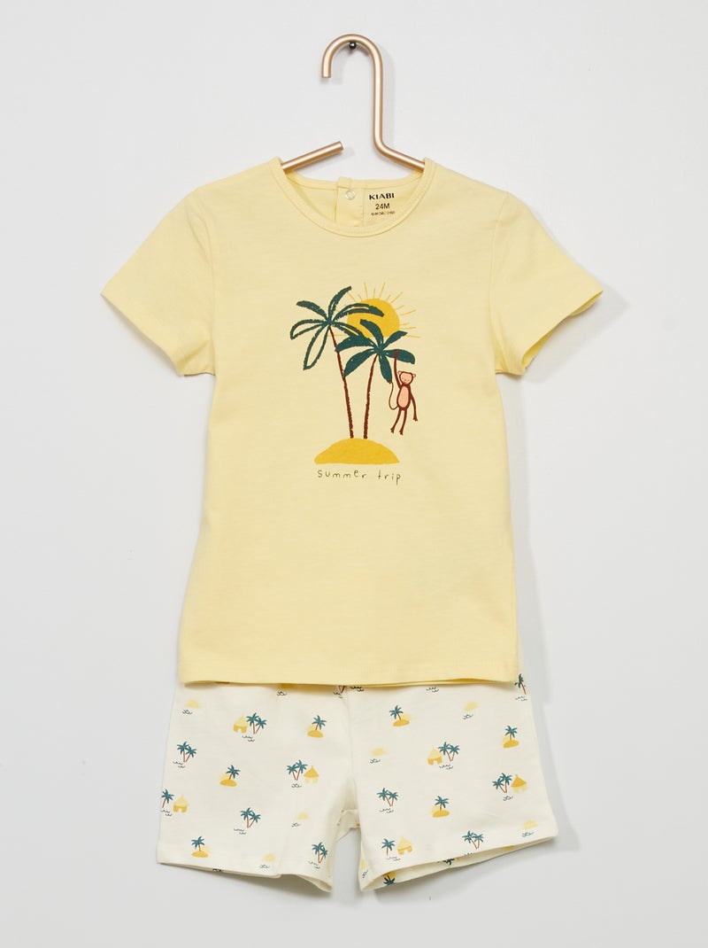 Katoenen, tweedelige pyjama GEEL - Kiabi