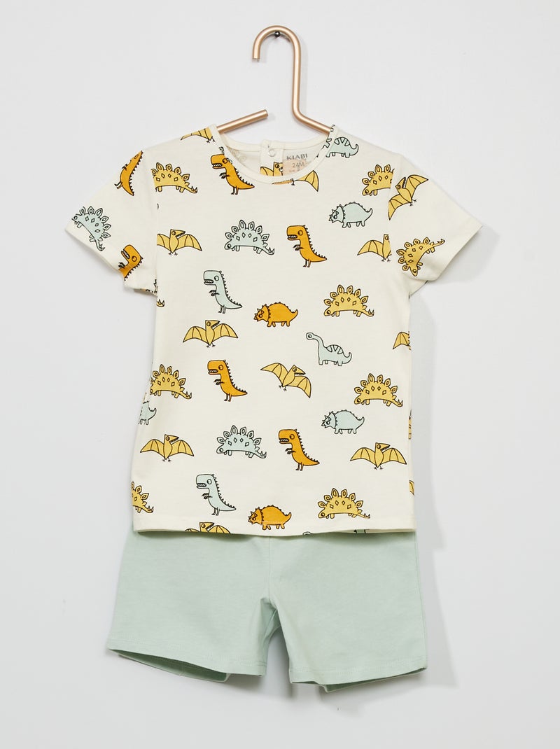 Katoenen, tweedelige pyjama WIT - Kiabi