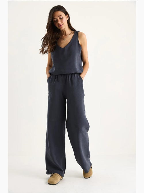 Katoenen tweedelige set met v-hals blouse en broek lucci - Kiabi
