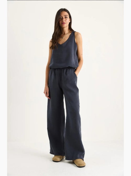 Katoenen tweedelige set met v-hals blouse en broek lucci - Kiabi