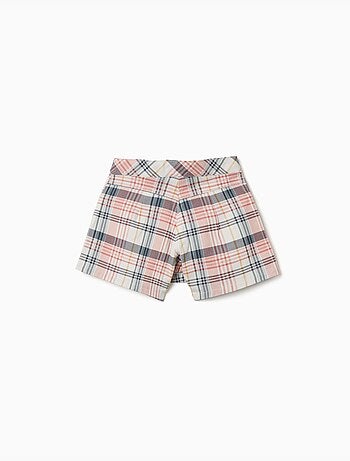 Katoenen twill skort met ruitpatroon
