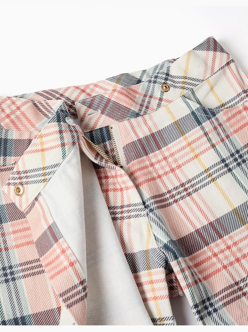 Katoenen twill skort met ruitpatroon - Kiabi
