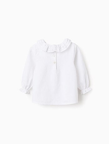 Katoenen twillblouse met ruches