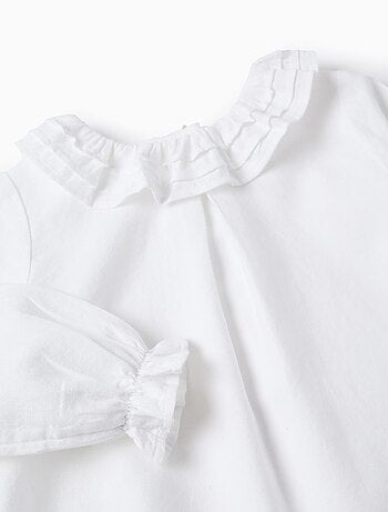 Katoenen twillblouse met ruches