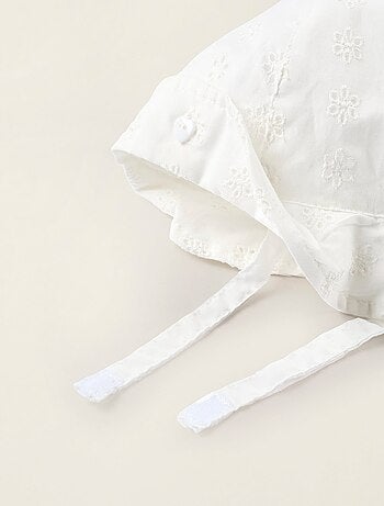Katoenen zonnehoed met broderie anglaise