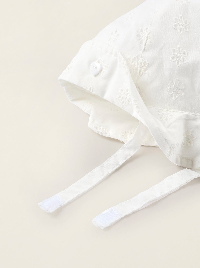 Katoenen zonnehoed met broderie anglaise Wit - Kiabi
