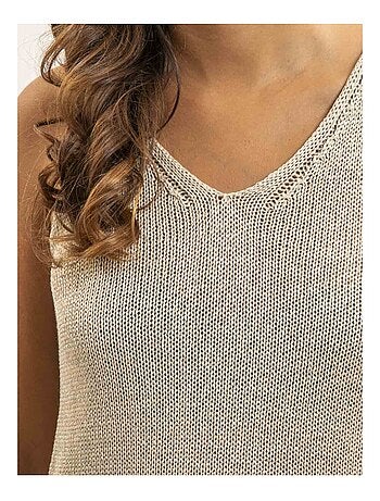 KENATRA mouwloze top van lurex gebreide stof