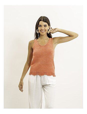Kenatra mouwloze top van lurex gebreide stof