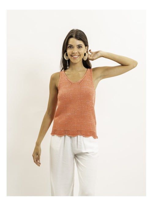 KENATRA mouwloze top van lurex gebreide stof - Kiabi