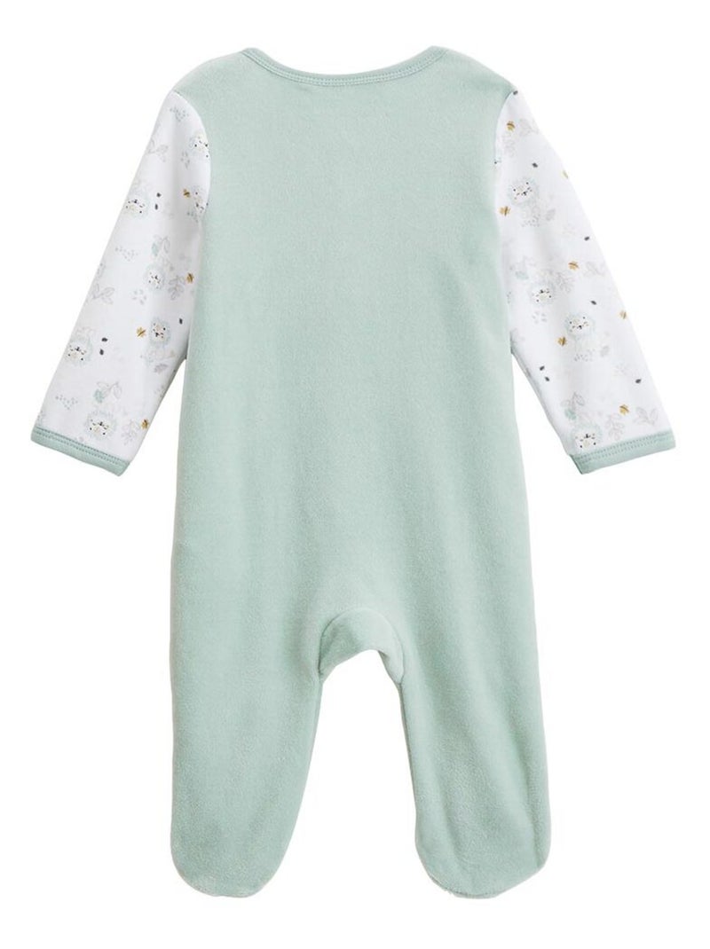 Keniaanse babypyjama van fluweel met brugopening Groen - Kiabi