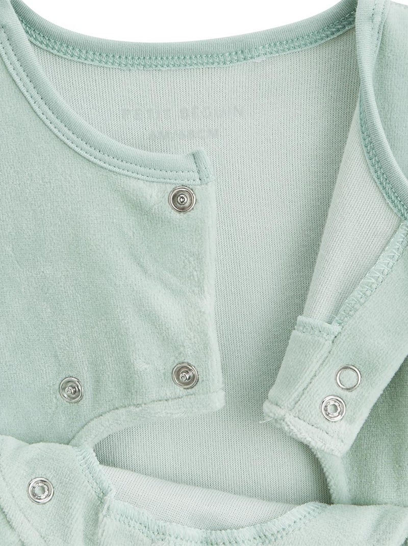 Keniaanse babypyjama van fluweel met brugopening Groen - Kiabi