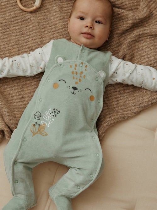 Keniaanse babypyjama van fluweel met brugopening - Kiabi