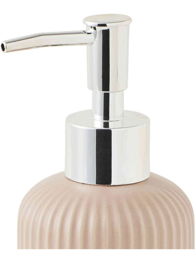 Keramische zeepdispenser met groeven Fuchsia roze - Kiabi