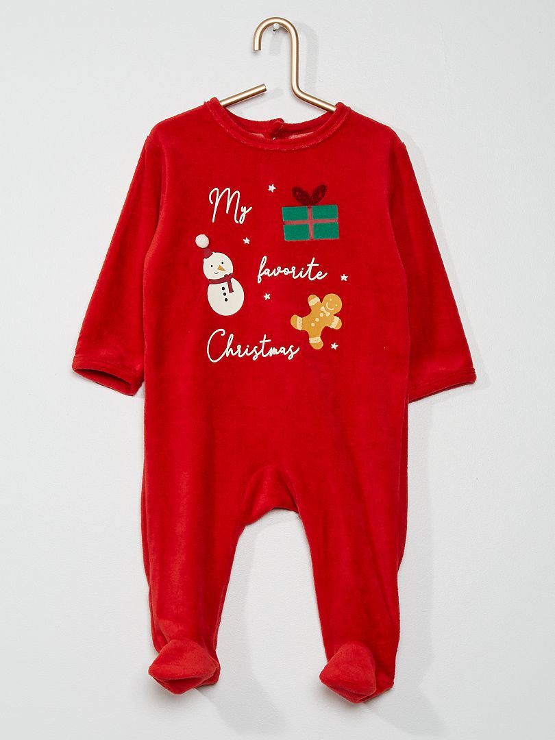 Kerst-pyjama van velours ROOD - Kiabi