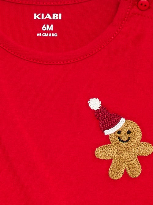 Kerst-T-shirt met geborduurd detail op de borst - Kiabi