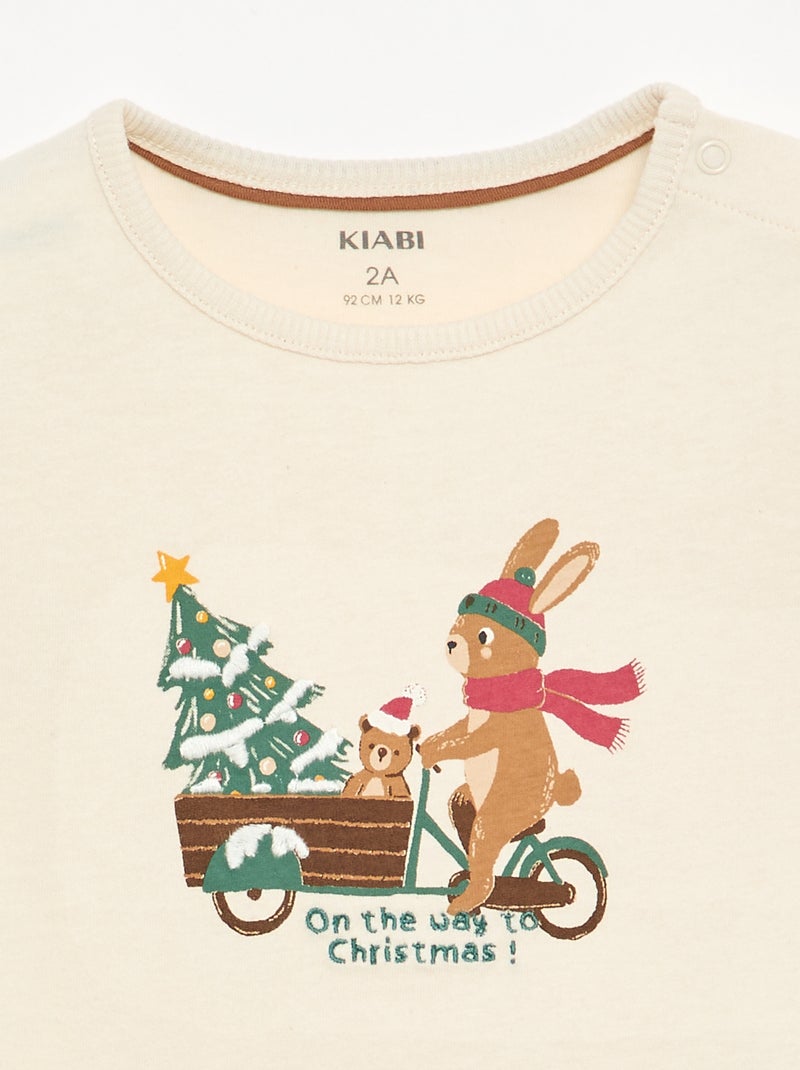 Kerst-T-shirt met lange mouwen Biege - Kiabi