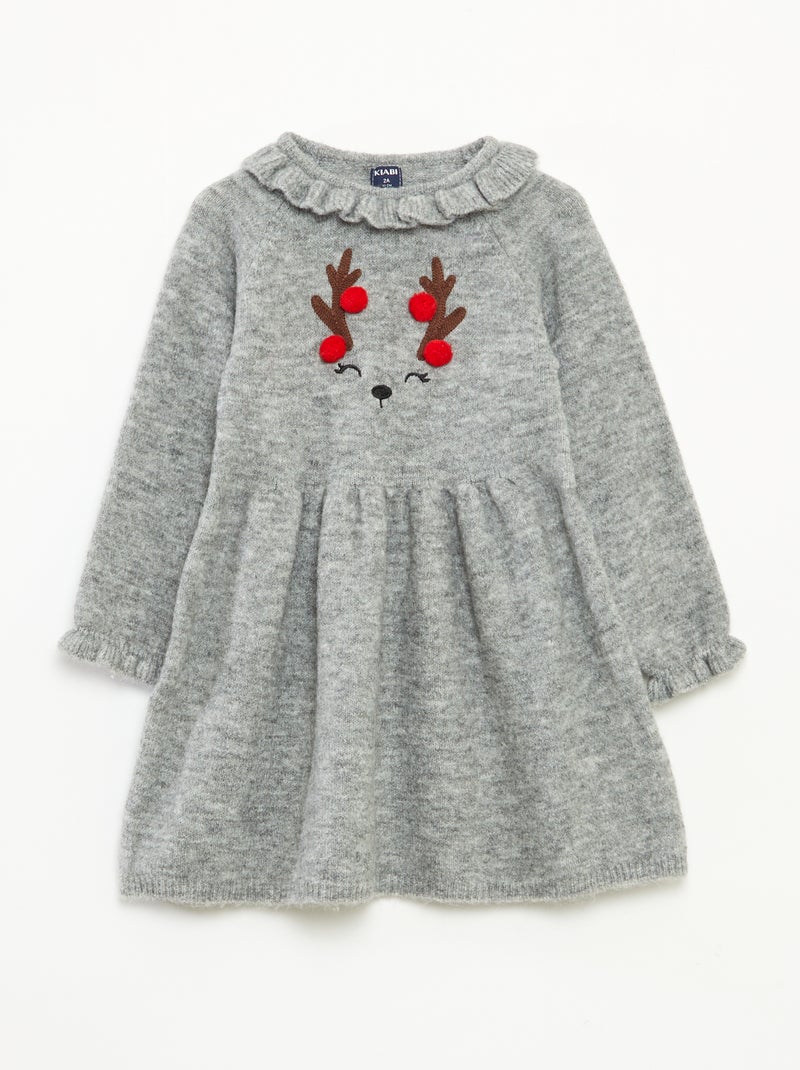Kerstjurk met kraagje Grijs - Kiabi