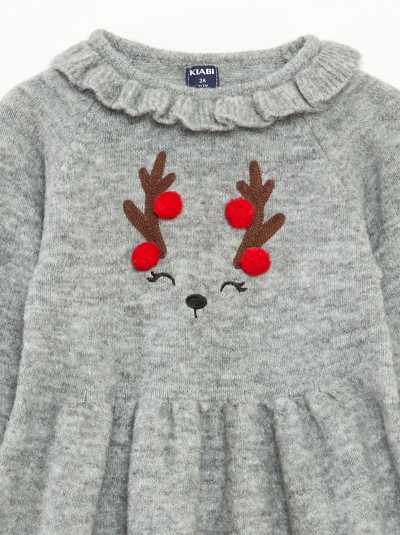 Kerstjurk met kraagje Grijs - Kiabi