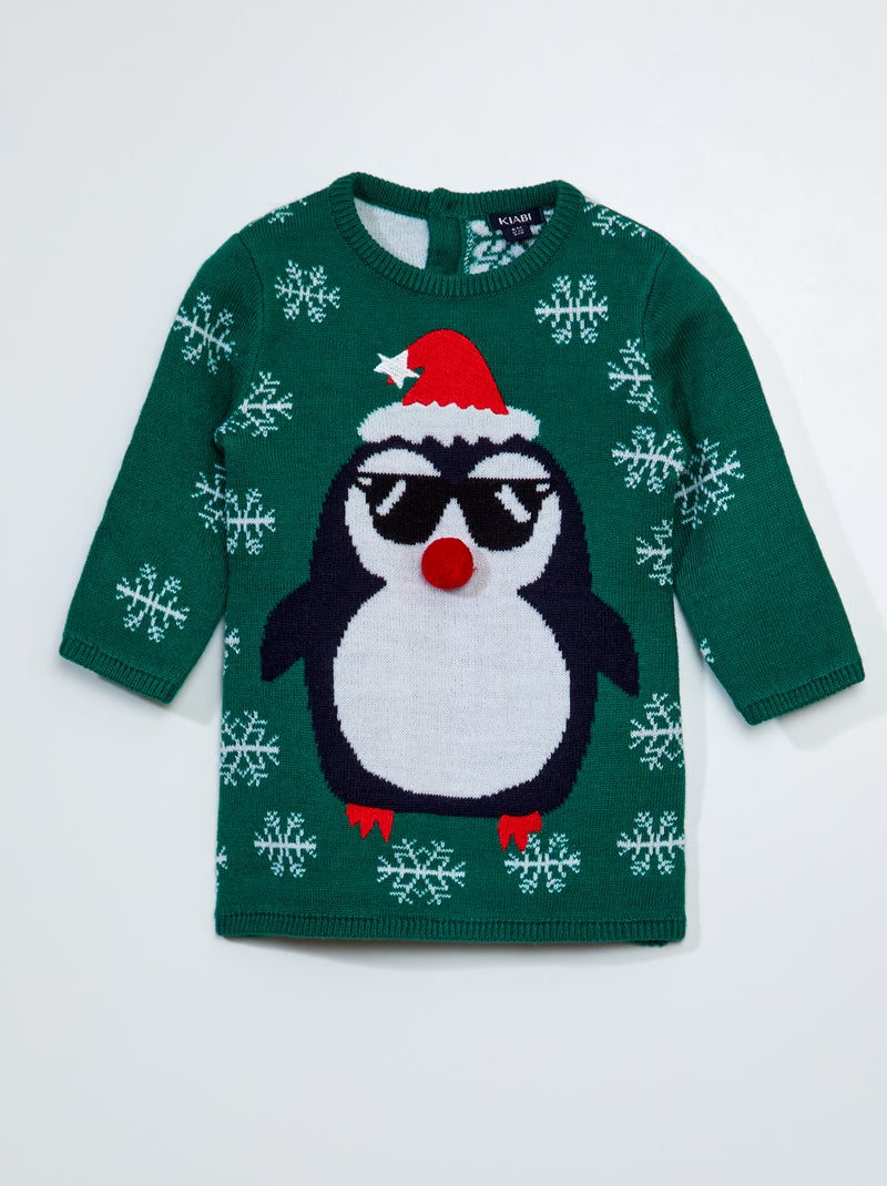 Kerstjurk met print Groen - Kiabi