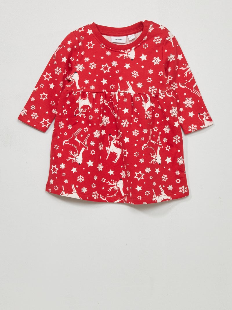 Kerstjurk van joggingstof rood - Kiabi