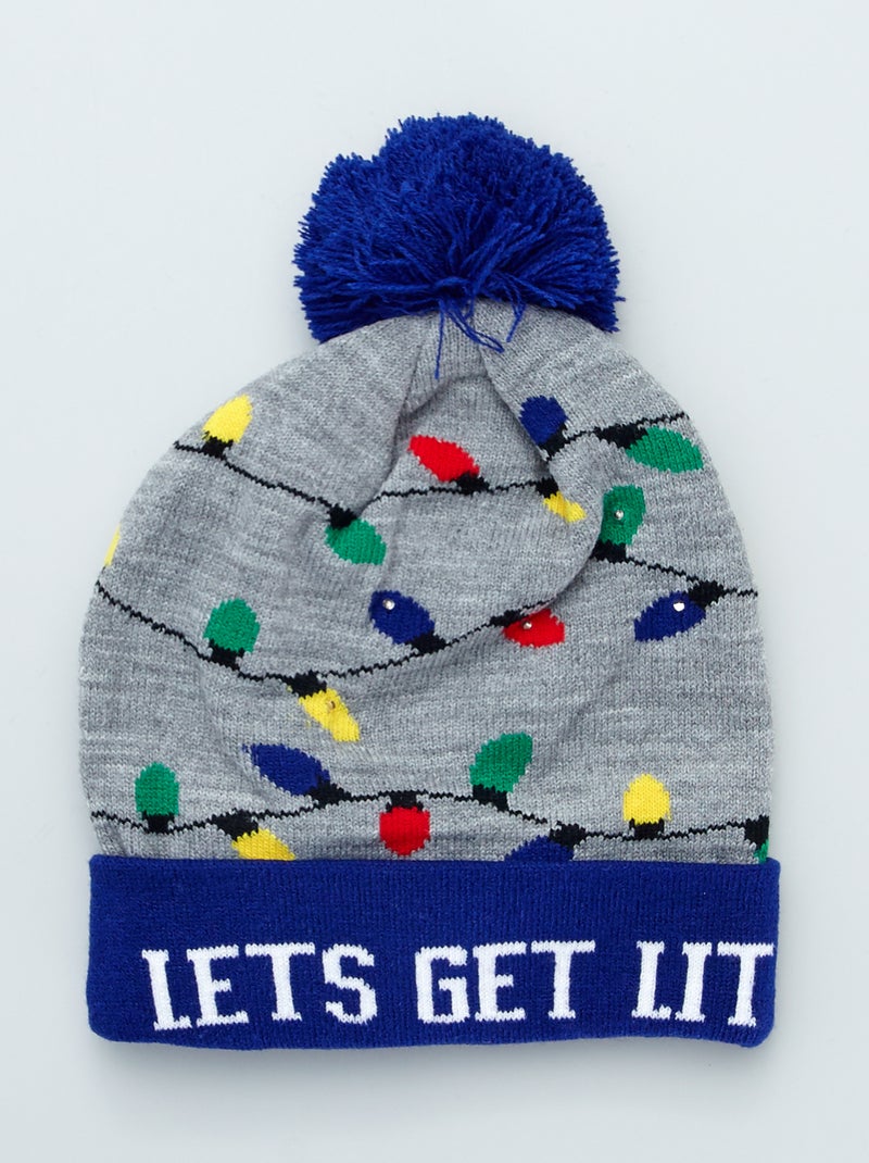 Kerstmuts met ledlampje en pompons BIEGE - Kiabi