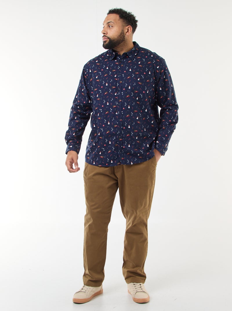 Kerstoverhemd met motief Blauw - Kiabi