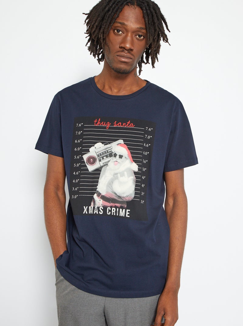 Kerstpyjama van jersey BLAUW - Kiabi
